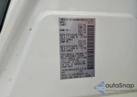 2017 Nissan Pathfinder S from USA, damaged, VIN 5N1DR2MM9HC653318